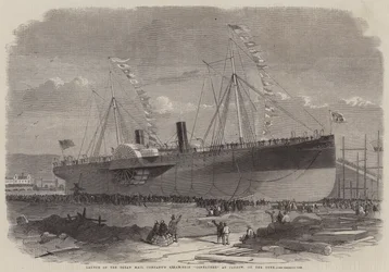 Lancering van het stoomschip Connaught van de Ocean Mail Company, in Jarrow, aan de Tyne